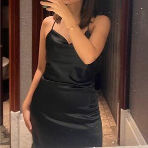 Zara Black Satin Midi Dress